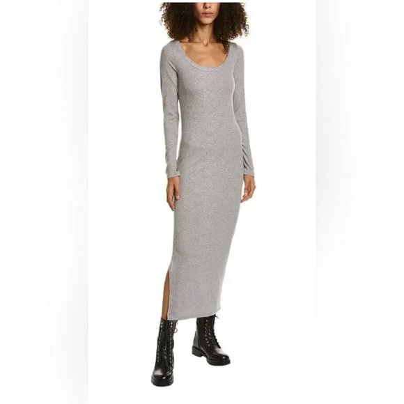 chinese dress ladies Liberte Ribbed Long Sleeve Mini Dress Charcoal main image 0